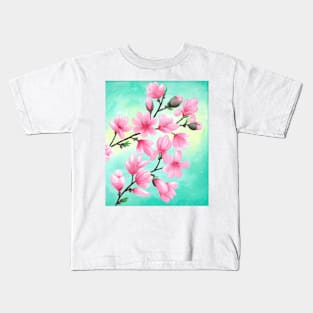 Pink Magnolia Branches Kids T-Shirt